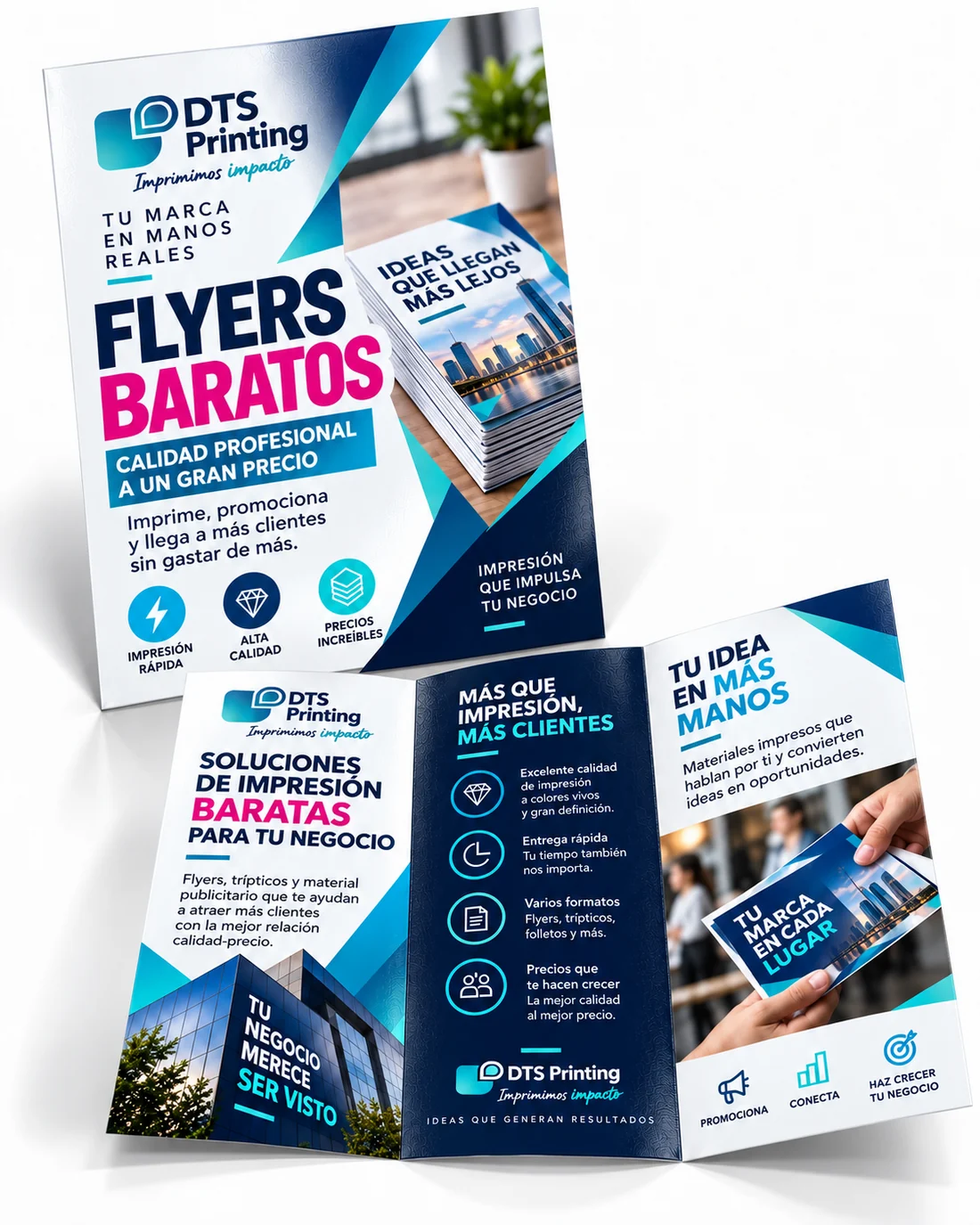 Ideas de flyers y folletos baratos para promocionar negocios en Barcelona y España