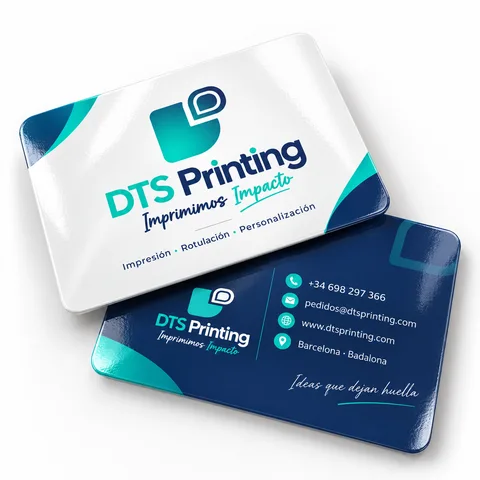 Tarjetas de visita con plastificado brillo, ejemplo de acabado