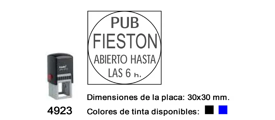Ejemplo real de estampación del modelo 4923
