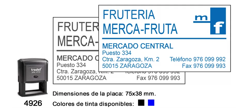 Ejemplo real de estampación del modelo 4926
