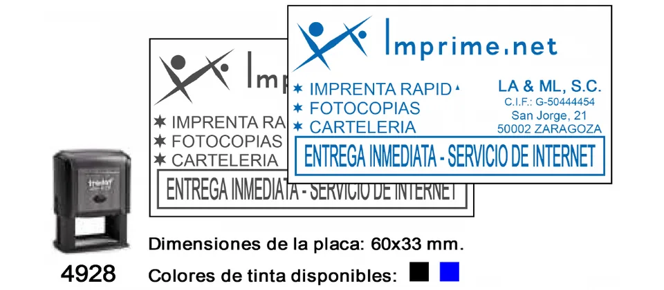 Ejemplo real de estampación del modelo 4928