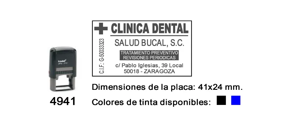 Ejemplo real de estampación del modelo 4941