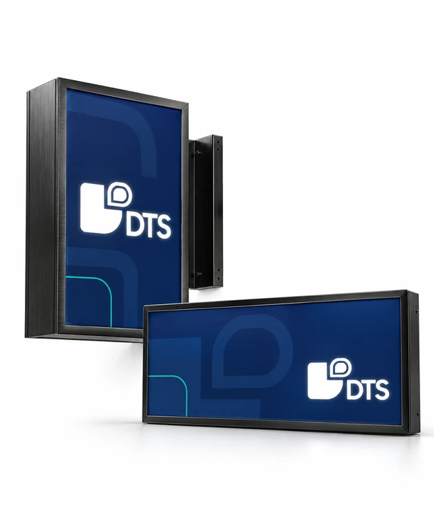 Rótulo luminoso LED y banderola personalizada de DTS Printing en Barcelona, con envíos a España
