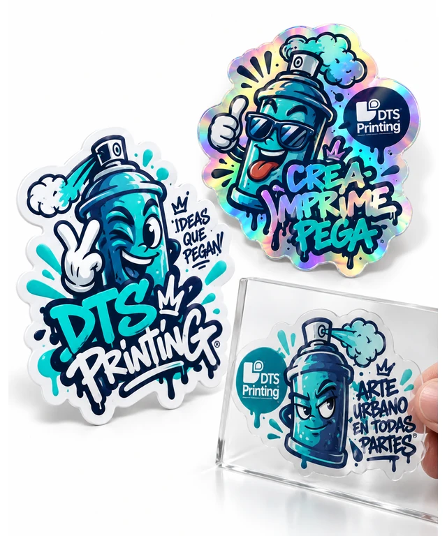 Stickers y adhesivos personalizados troquelados de DTS Printing en Barcelona, con envíos a España