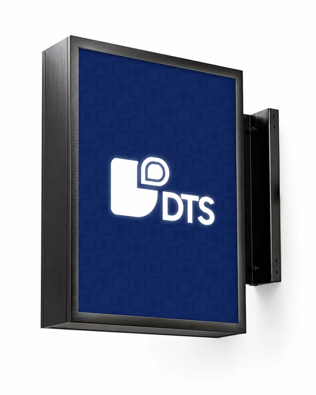 Banderola luminosa LED personalizada con perfil negro de DTS Printing en Barcelona, con envíos a España