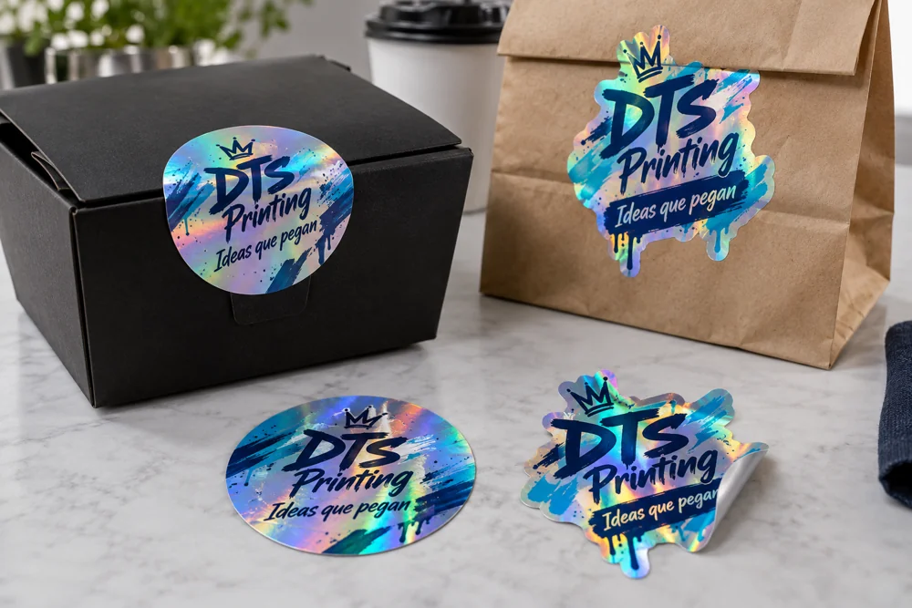 Customized holographic stickers DTS Printing for packaging and take-away