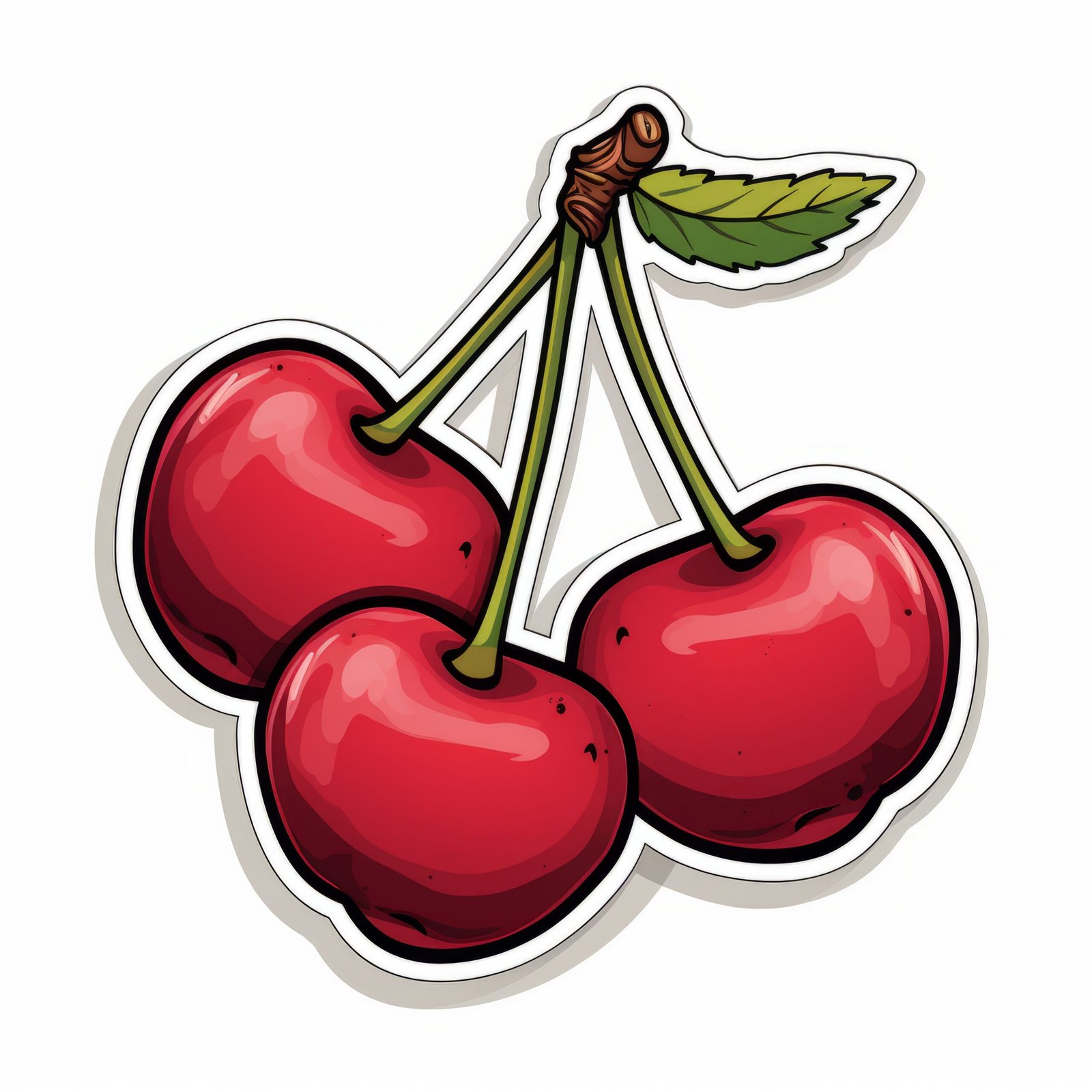 Colorful Cherry Fruit Stickers – High-resolution Vector Image