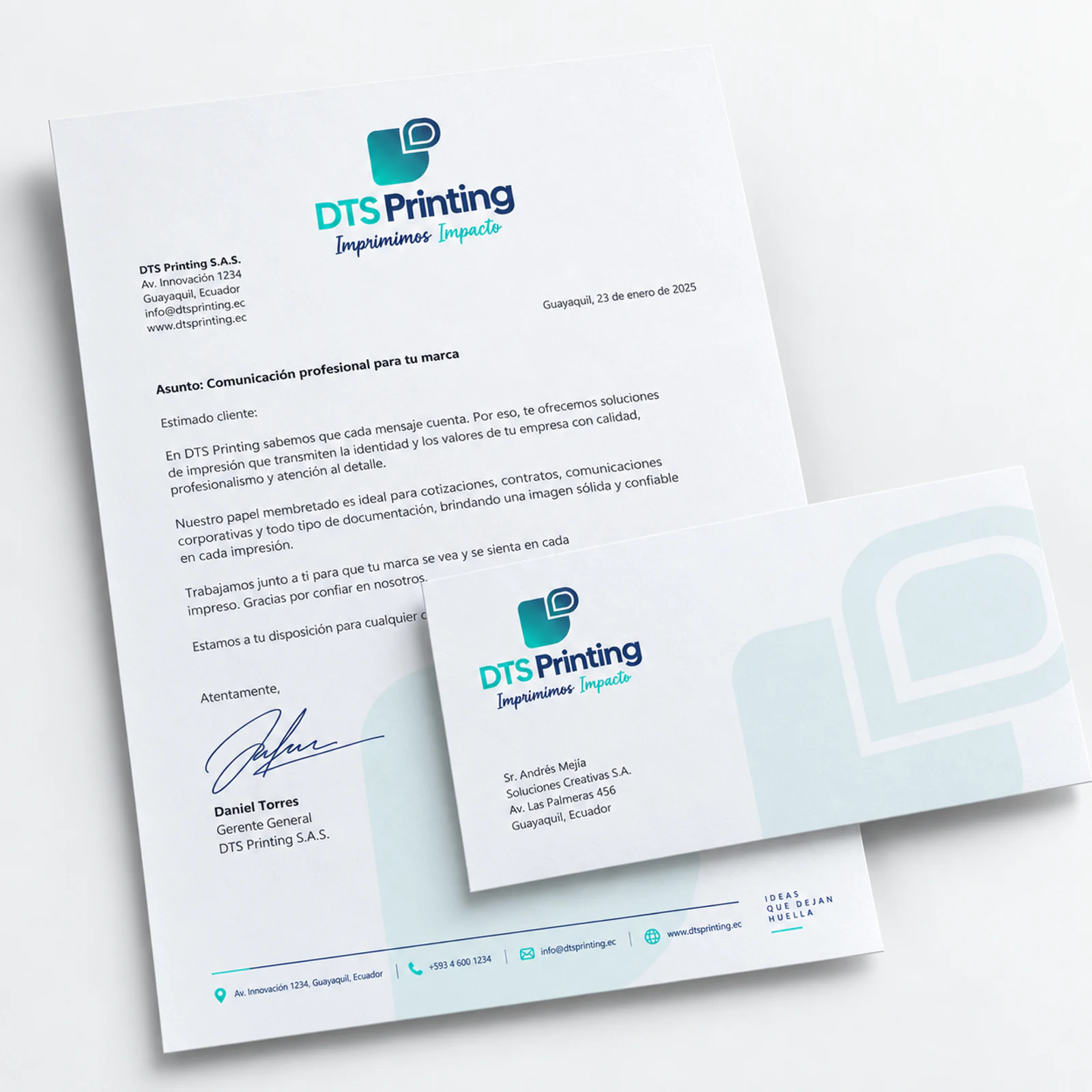 Papel de carta personalizado sin perforaciones con sobre corporativo