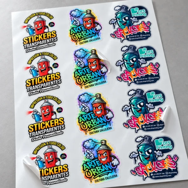 Hoja de pegatinas personalizadas con corte Kiss Cut de DTS Printing