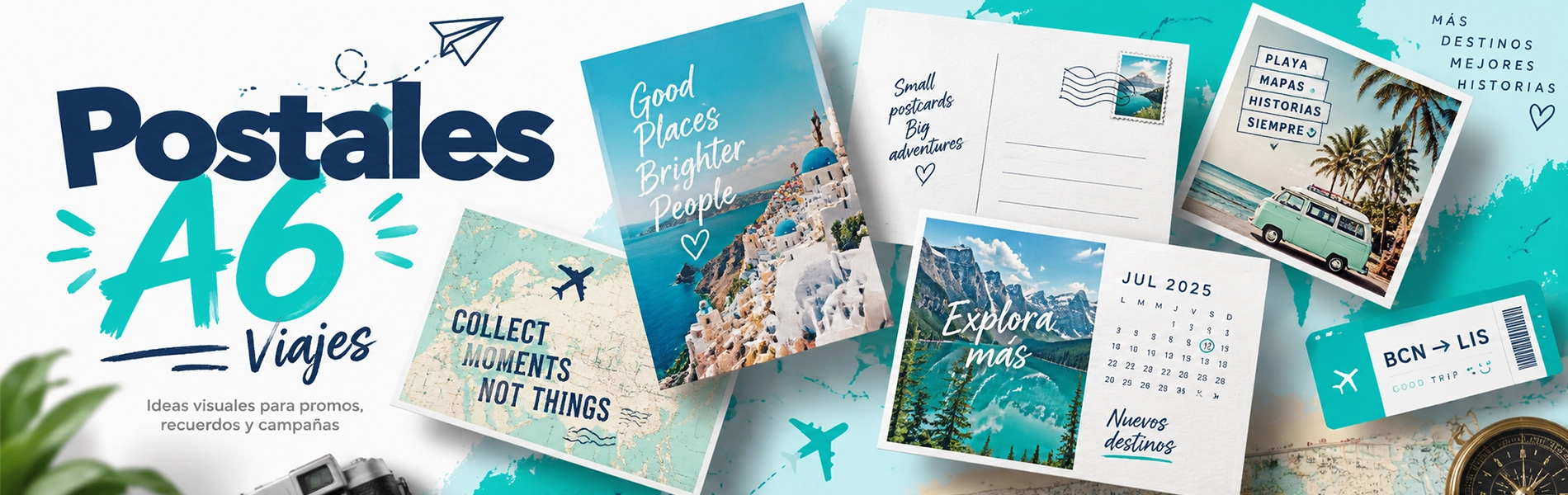 Postales personalizadas A6 para viajes, promociones, recuerdos y campañas